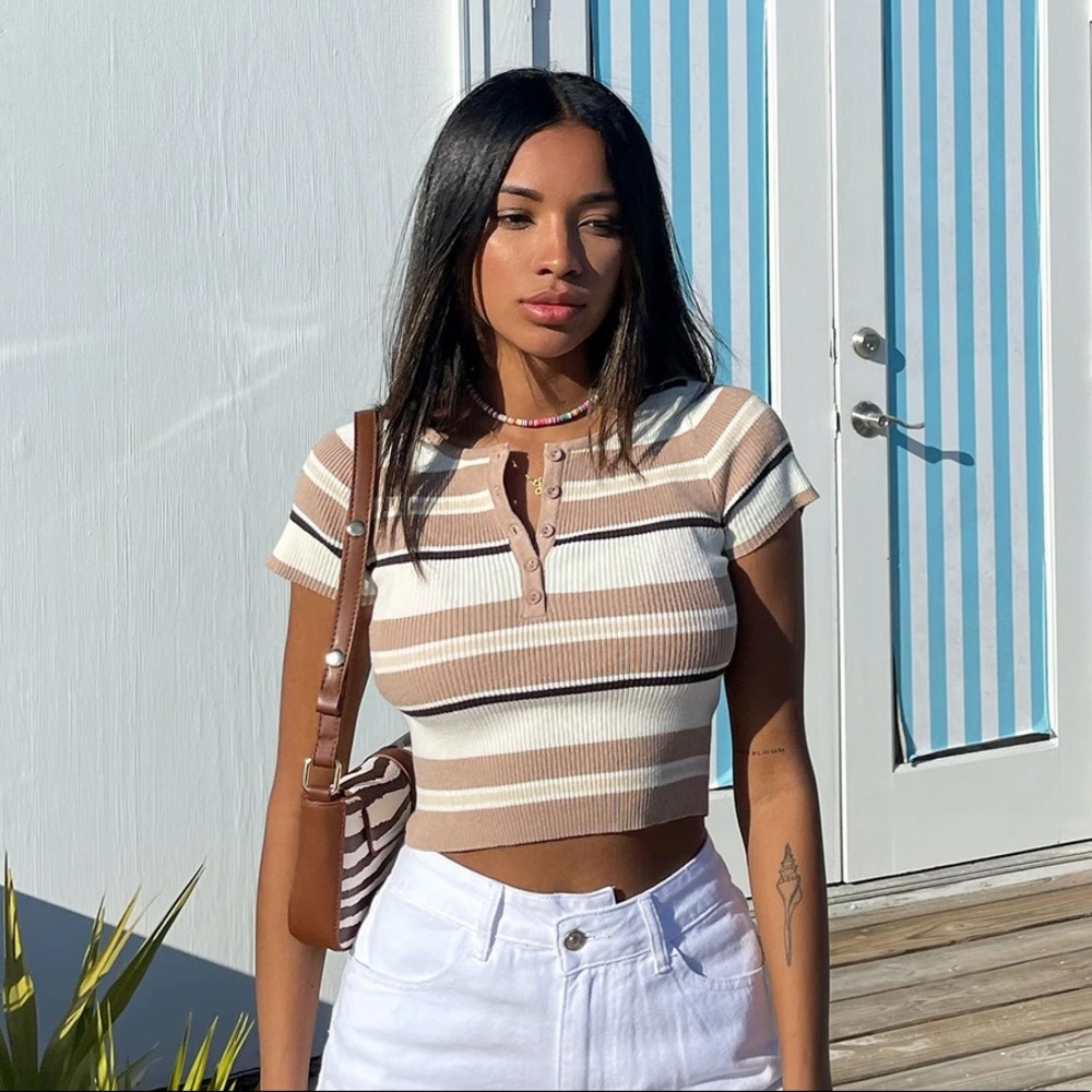 Princess Polly Orla short sleeve stripe top - Picture 3 of 5